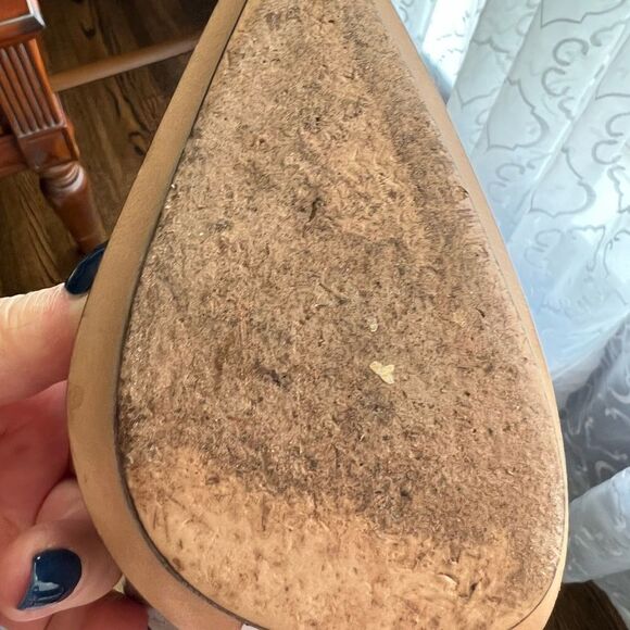 Escada embossed leather heels EUC taupe size 9.5 gorpcore sculptered heel - Picture 10 of 10